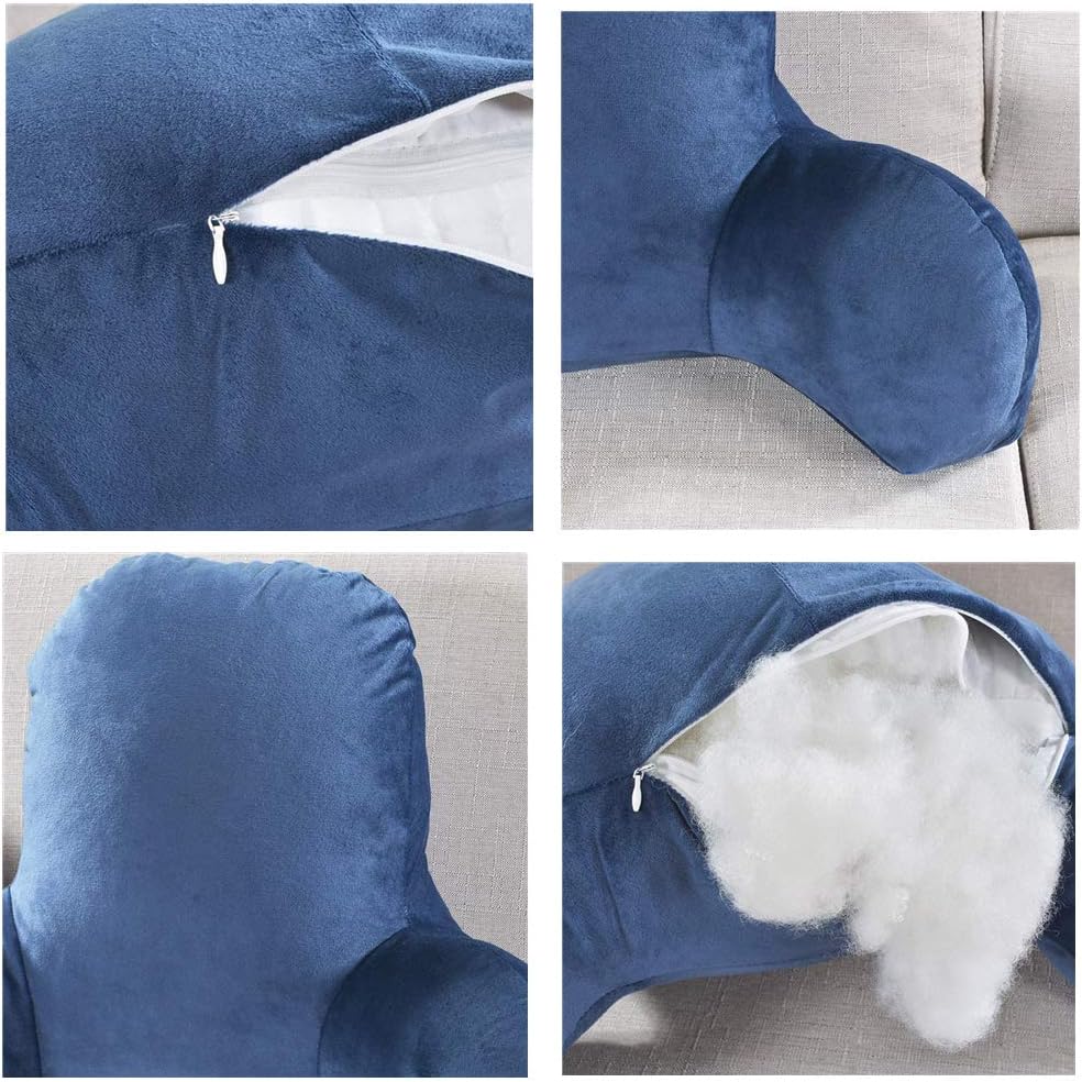 Finebaby Backrest Pillows for Bed with Arms,Plush Big Backrest Reading Rest Pillow Bed Adult Backrest Lounge Cushion Back Support,T-Shape Reading Lumbar Cushion Pillows (S:20.47x14.96x7.87, Grey): Home & Kitchen