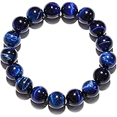 Wizock 12mm Round Beads Gem Semi Precious Gemstone Beaded Bracelets Spiritual Crystals Unisex Stretch Bracelets for Women and Men 7 Inches