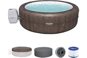 Bestway SaluSpa St Moritz AirJet 5 to 7 Person Inflatable Hot Tub Round Portable Outdoor Spa with 180 AirJets and EnergySense Energy Saving Cover