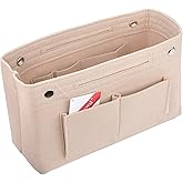 Vercord Felt Purse Tote Organizer Insert Divider Inside Handbag for Women Medium Beige, 11 inch x7.1 inch x3.5 inch