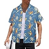 HUGLAZY Hawaiian Shirt for Men Dinosaur Shirt Short