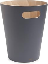 Umbra Woodrow 2 Gallon Modern Wooden Trash Can Dark Grey/Natural view 9
