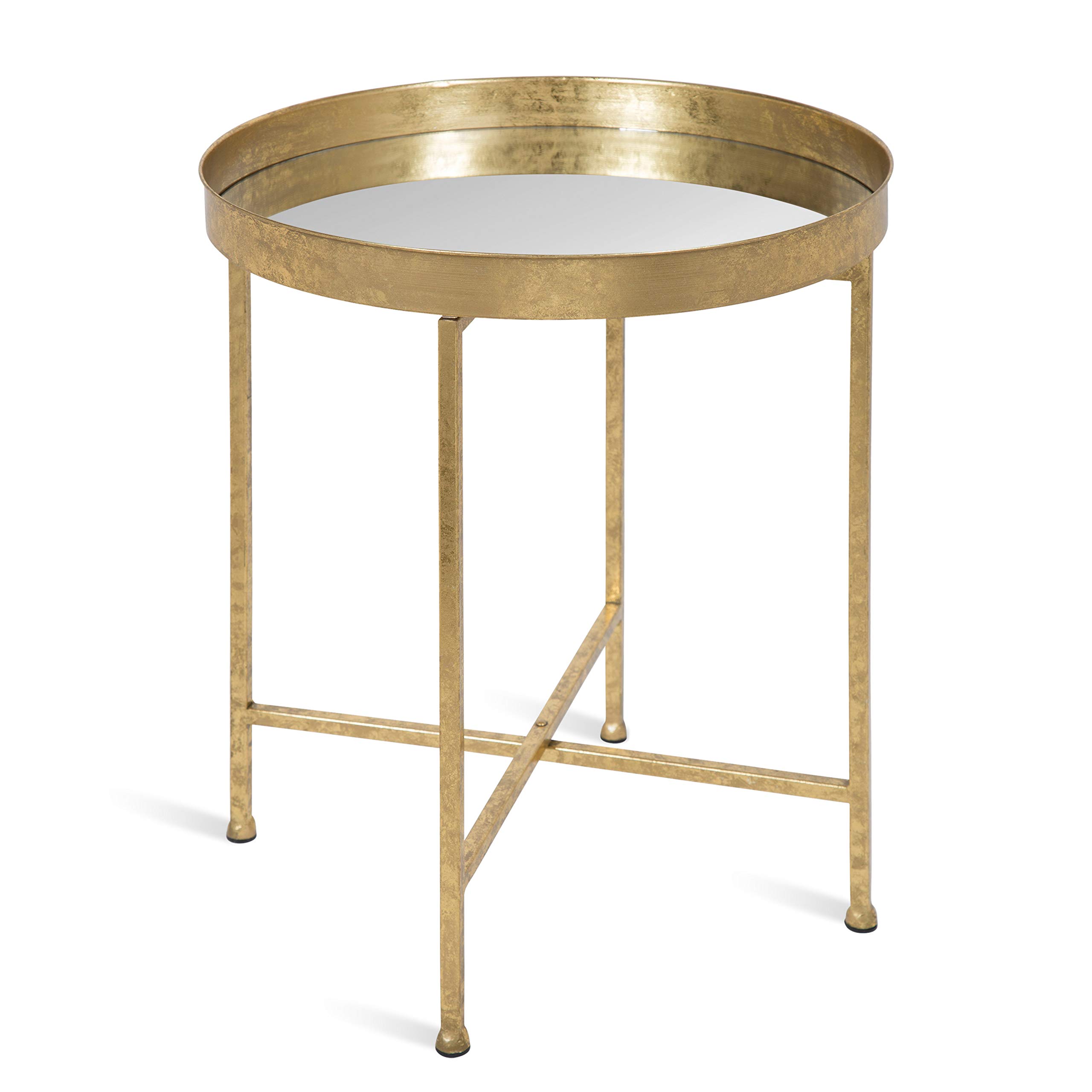 Photo 1 of ***SEE CLERK COMMENTS*** Kate and Laurel Celia Metal Foldable Round Accent Table, Gold Frame, Modern Minimalist Design and Detachable Magnetic Tabletop