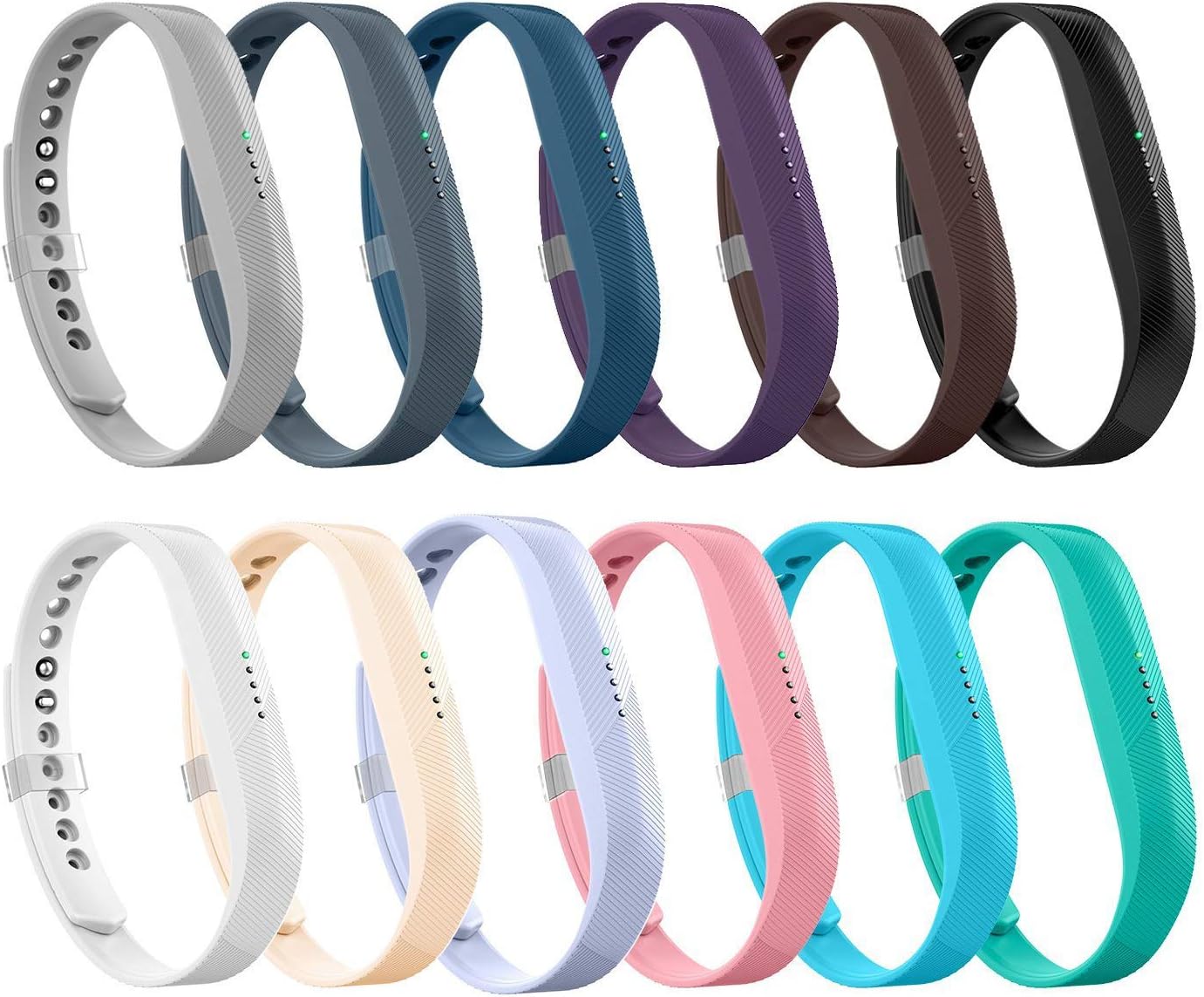LEEFOX 12 Colors Bands for Fitbit Flex 2, Replacement Band for Fitbit Flex 2 Accessories Silicon Wristbands w/Fastener Clasp Fitness Strap for Original Fitbit Flex 2, No Tracker