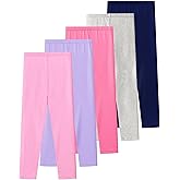 Fulako Girls Leggings Cotton Leggings Basic Girls' Pants for Kids Toddler Teens Soft Footless Pull On Pants Multipack 2T-14Y