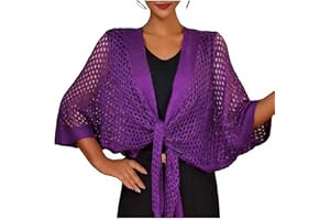 HGps8w Women's Crochet Poncho Bolero, Open Front Hollow Knitted Summer Shrug Shawl Beach Vacation Sun Protection Shirts