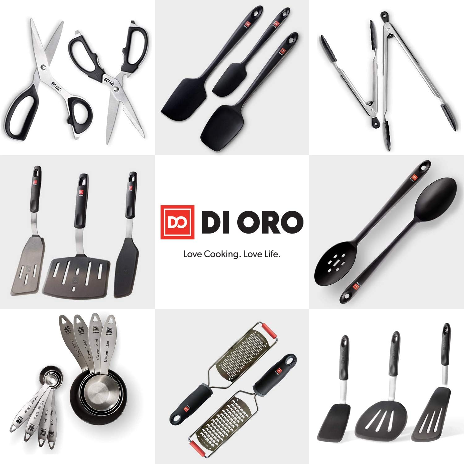 Di Oro Chef Series 3-Piece Silicone Turner Spatula Set - 600F Heat-Resistant Flexible Rubber Silicone Spatulas - Silicone Cooking Utensil Set - Egg Turners, Pancake Flippers, Kitchen Spatulas: Kitchen & Dining