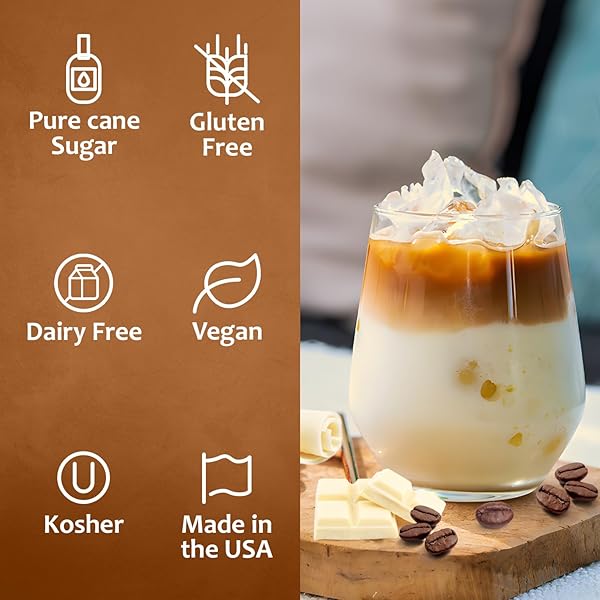SYRUVIA WHITE CHOCOLATE MOCHA SYRUP FOR COFFEE 25.4 OUNCES, WHITE CHOCOLATE MOCHA FLAVORING FOR COFFEE