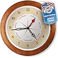 DayClocks Time & Week-Day Wall Clock with Transparent Frame Ring – Weekly Clock with Days, Hours & Minutes - Ideal Retirement Gift for Men & Women, Maple Accent Frame, 13.5"