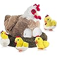 9 In 1 Chicken Stuffed Animal Set, Stuffed Chicken Plush Toys Egg Laying Hen with Zippered Belly, Baby Chicks Plush Chickens, Eggs and Coop for Kids Girls Boys Birthday Easter Stuffers Gifts