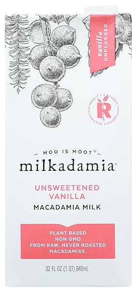 MILKADAMIA, MACADAMIA MILK UNSWEETENED VANILLA, 32 FL OZ
