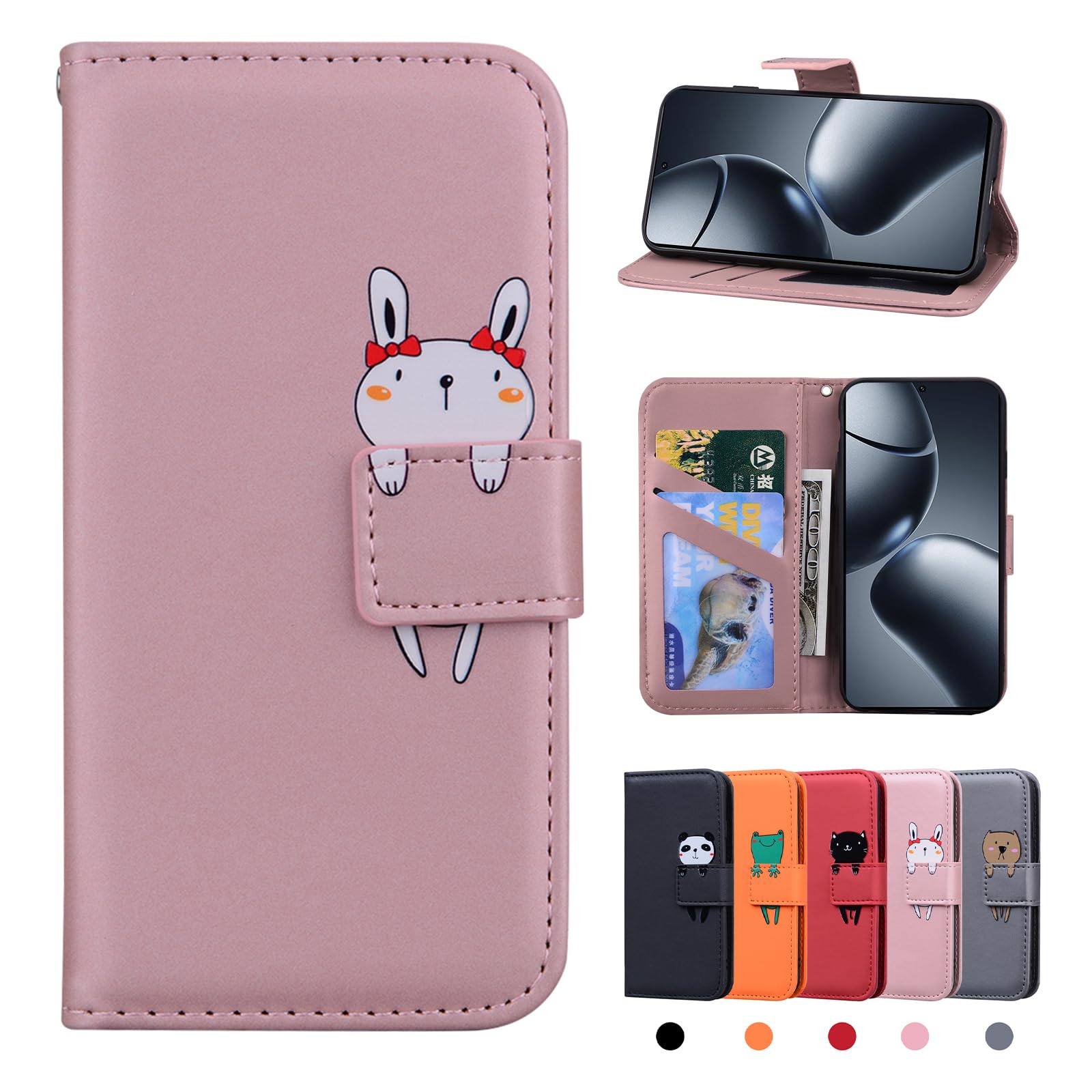 Rostsant Xiaomi 14T Pro 5G Case PU Leather Wallet Flip Case with Stand Function Magnetic Closure Mobile Phone Case for Xiaomi 14T Pro 5G Pink Rabbit — image 1