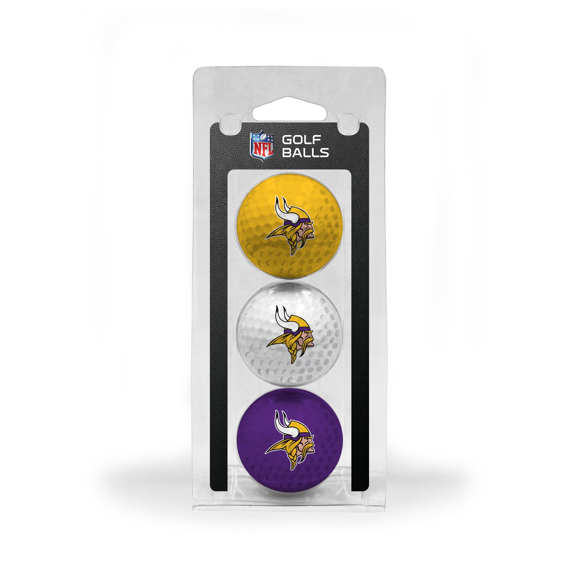 Team Golf NFL Minnesota Vikings Regulation Size Golf Balls, 3 Pack, Full Color Durable Team Imprint,Multi Team Colors,One Size,TEG7076_03