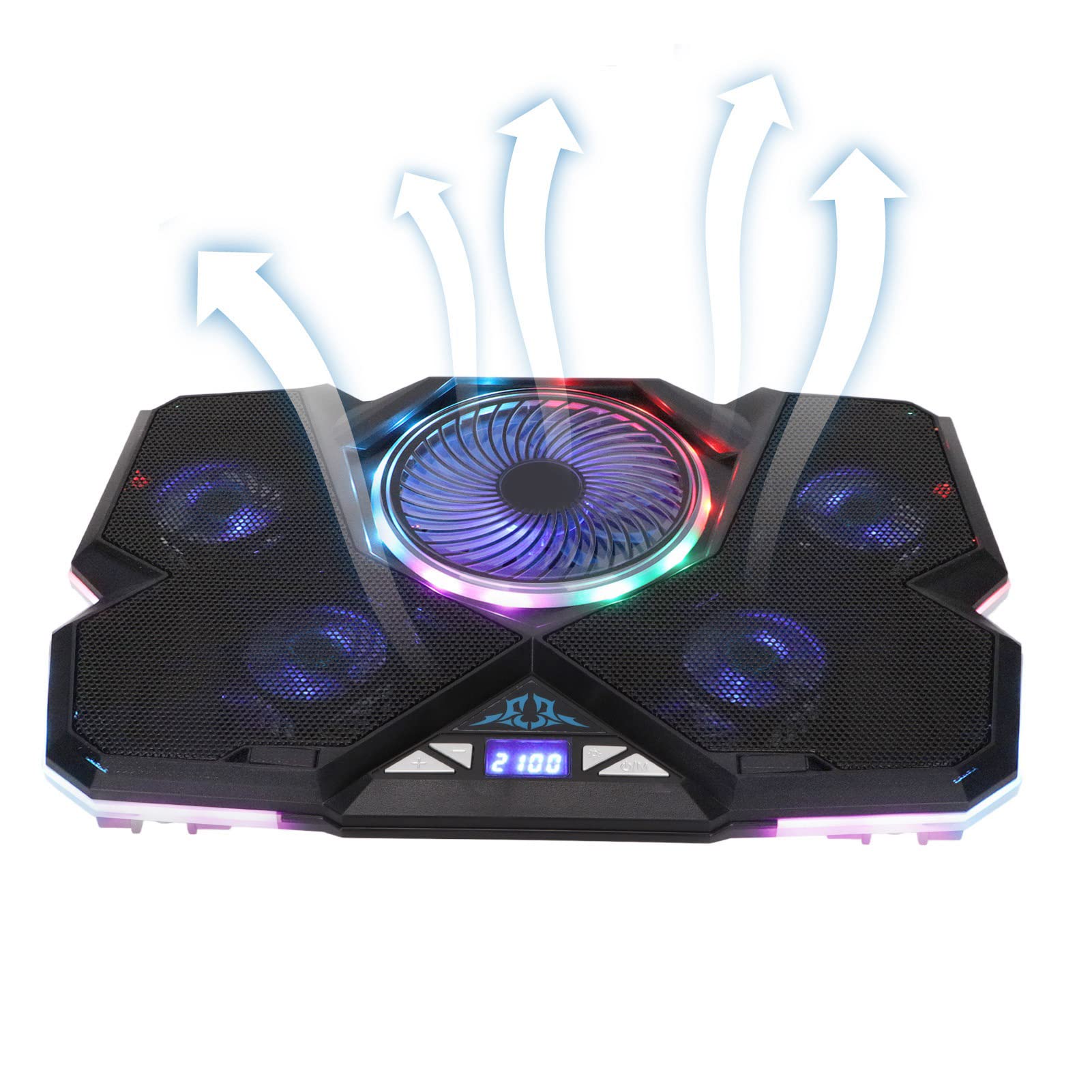 Laptop Cooler 12" to 17.3", Laptop Cooling Pad with Cool RGB Lights and LED Screen, Laptop Gaming Cooler Fans, Laptop Accessories, Ergonomic Height Design