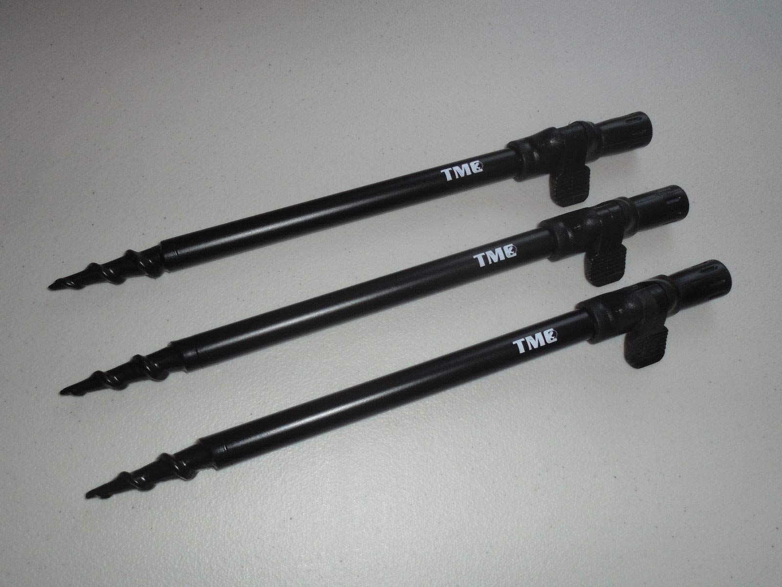 TMC 3 x Fishing Spiral Point Easy Screw Banksticks 30cm-50cm. 16mm diameter, clamp