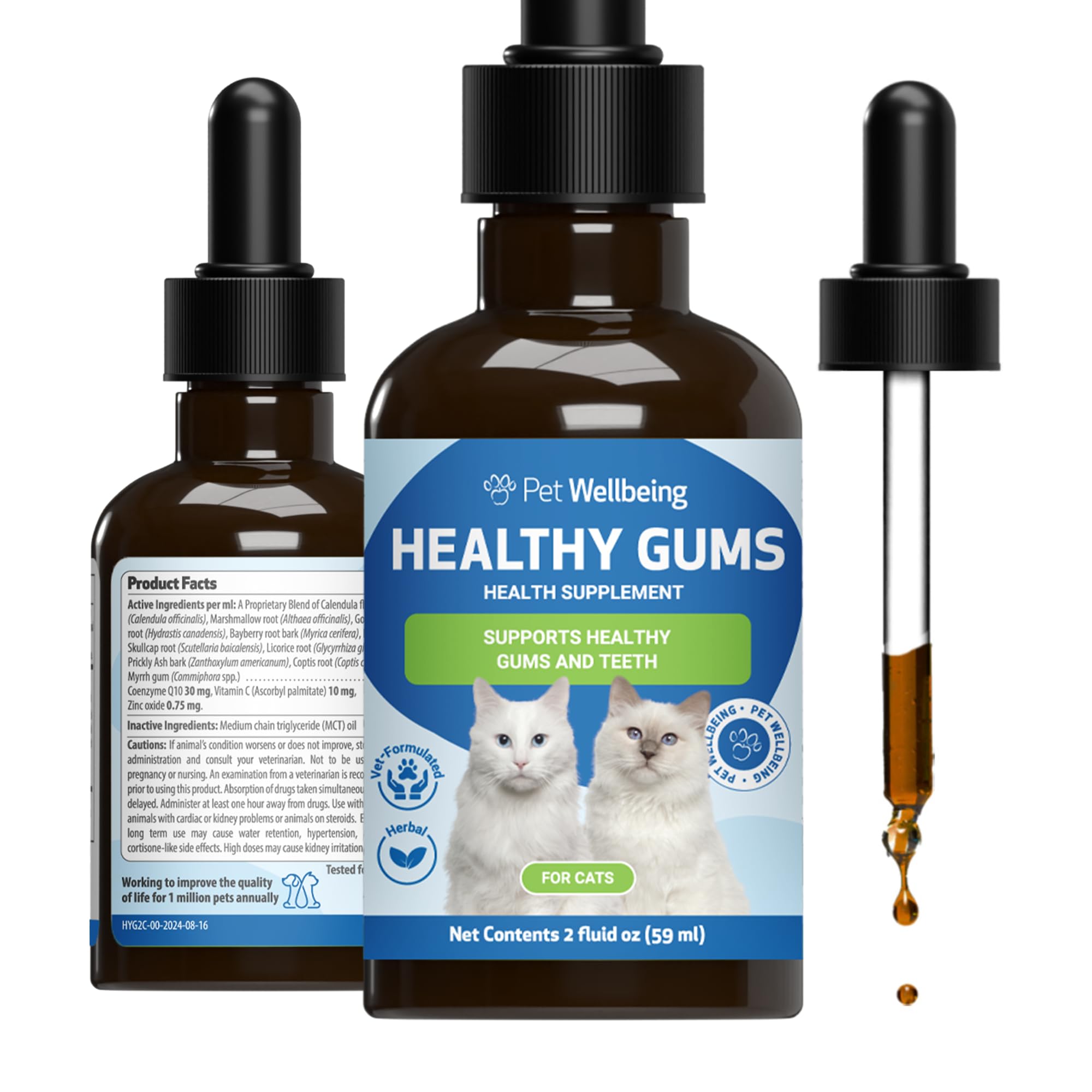 Pet Wellbeing - Healthy Gums For Cats - Natural Support For Periodontal Health In Felines - 2Oz (59Ml)