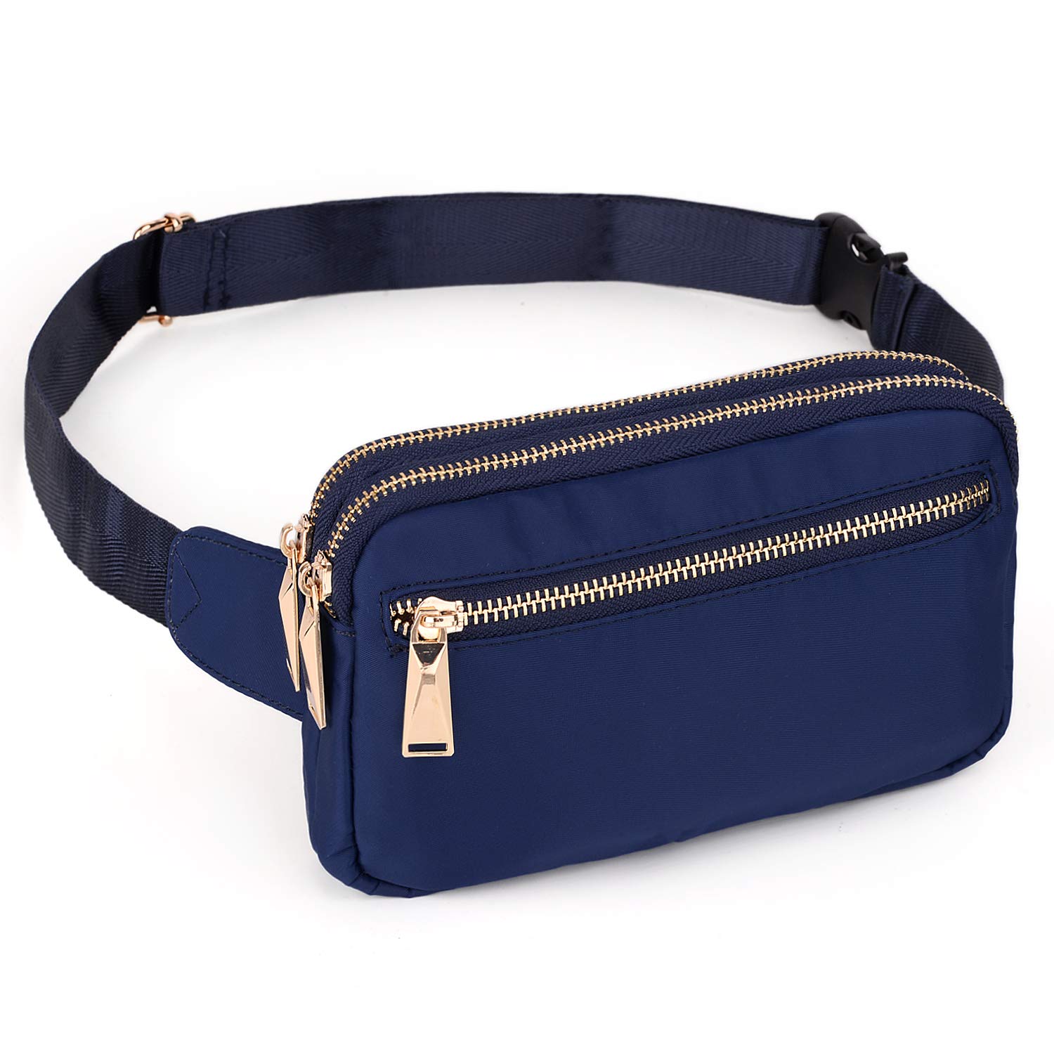 Bum Bag Unisex Fanny Pack for Women Men Waterproof Nylon Slim Waist Bag with 3 Zipper Pockets by UTO Diamond Blue