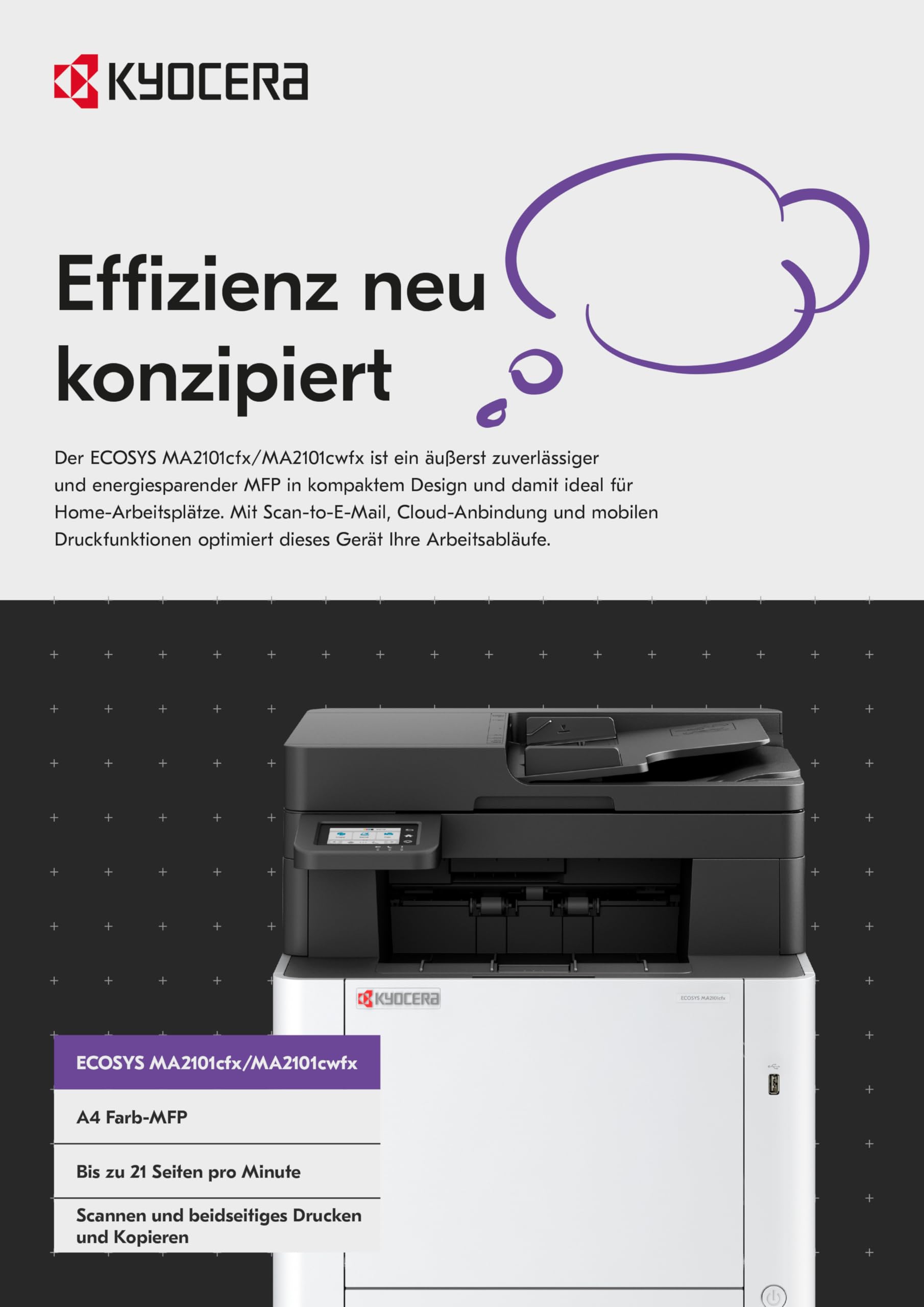 Kyocera Ecosys MA2101cfx Farblaserdrucker Multifunktionsgerät. Drucker Scanner Kopierer, Faxgerät. Multifunktionsdrucker inkl. LAN, USB 2.0 und Mobile-Print-Funktion 9