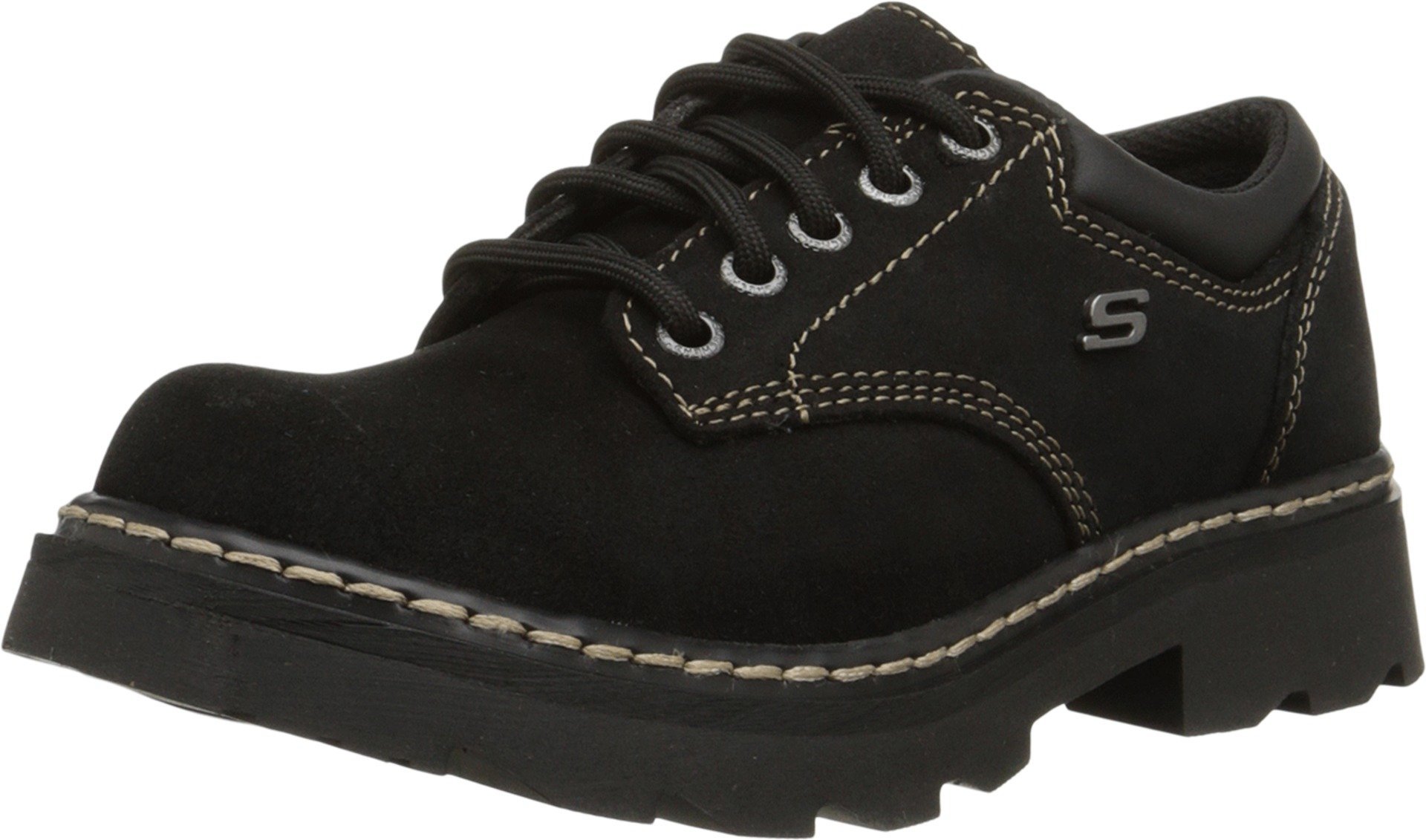 Skechers Women’s Parties-Mate Oxford,Black Suede Leather,8.5 M US