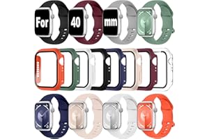 Brigtlaiff 8Pack Bands Compatible for Apple Watch Bands Case 40mm Women Men, Silicone Sport Watch Band with Screen Protector Case 40mm for Apple Watch Series 6/5/4/SE/SE 2nd/SE 3nd
