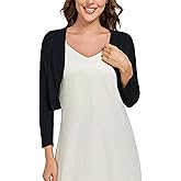 SCGALSDGD Women’s Bolero Shrug Elegant 3/4 Sleeves Open Front Cropped Cardigan Top for Dresses Work Business