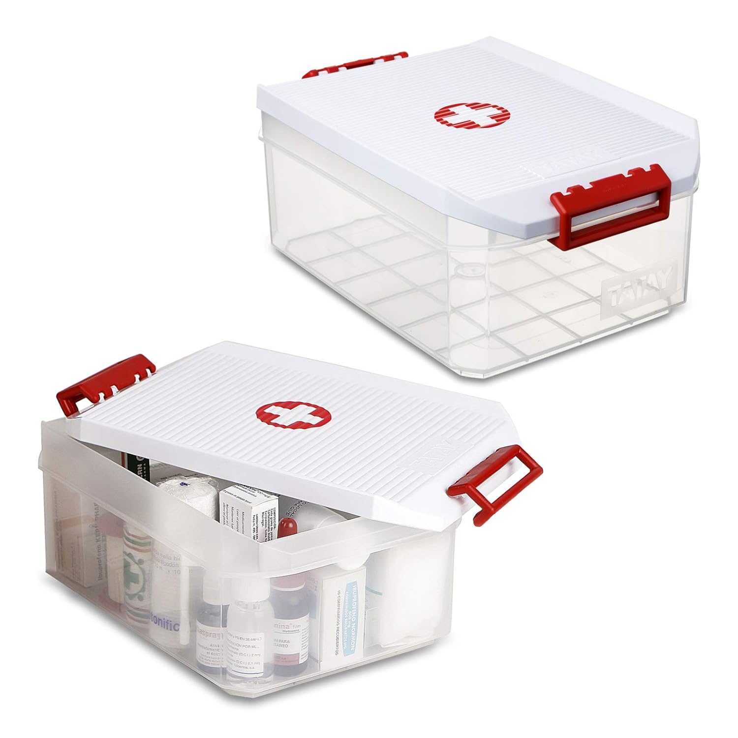 TATAY 1150209 Set of 2 First Aid Multipurpose Storage Boxes of 4.5