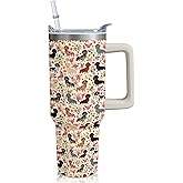 Vehcimbev 40oz Dachshund Tumbler with Handle and Straw - Stainless Steel Double Wall Insulated Tumbler - Hot & Cold - 40oz Capacity - Dachshund Gift