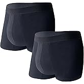 KARSWATT Washable Urinary Incontinence Underwear for Men Front Absorbent Leak Proof Boxer Briefs for Bladder Control 2 Pack (Small, Black)