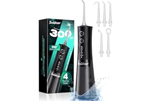 SONICFLOSSER Water Flosser for Teeth Cleaning Pick: Portable Cordless Water Dental Pik 300ML Rechargeable Oral Irrigator IPX7 Waterproof Floss Piks Travel Flossers Deep Flossing Dental Gum Care for Home Shower