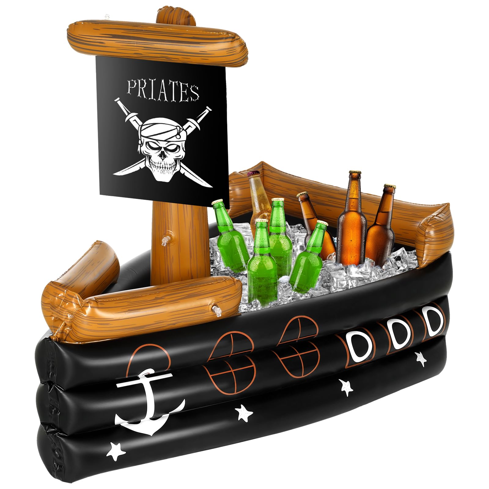 Photo 1 of Zhanmai Inflatable Pirate Ship Drink Cooler Inflatable Serving Bar Food Container Cooler for Summer Pirate Birthday Party Favor Supplies Decoration(Black)