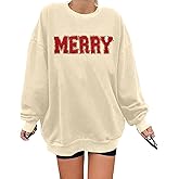 QAUN Christmas Sweatshirt for Women: Merry Sweatshirt Glitter Pach Merry Shirt Xmas Overzise Pullover Tops