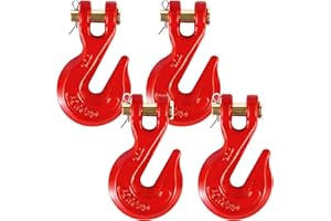 DIGANK 3/8" Clevis Grab Hooks (4 Pack) Heavy Duty Chain Hook for 3/8 Inch Grade 70 Chain Forged Alloy Steel- for Trailer Truck Transport - Yellow Chromate Finish - 7,500 lbs