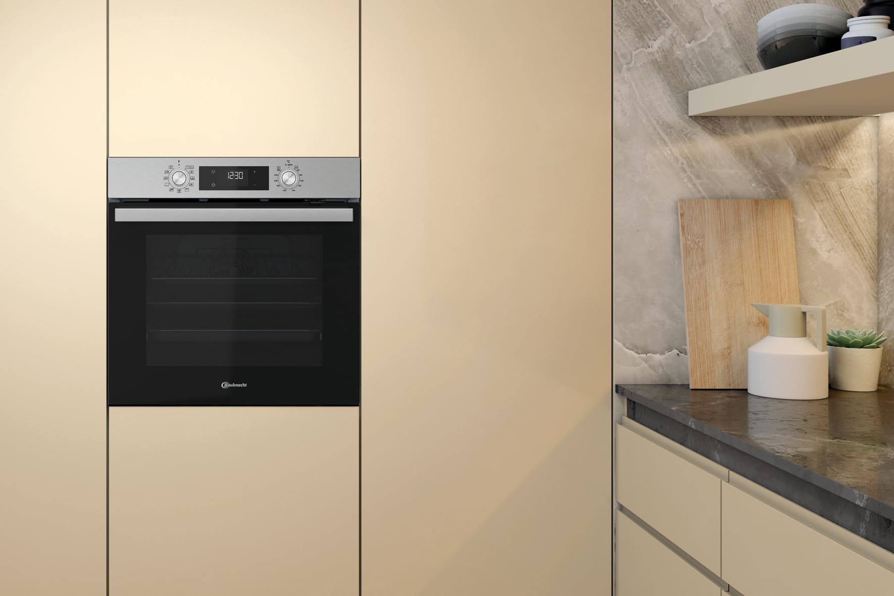 Bauknecht BBA285HU1I Einbau-Backofen, 60 cm, 71 l Garraum, Heißluftbackofen mit 12 Funktionen, PowerHeißluft, Maxi Cooking, Pizzafunktion, versenkbare Knebel, 1-fach Teilauszug, Schwarz 2