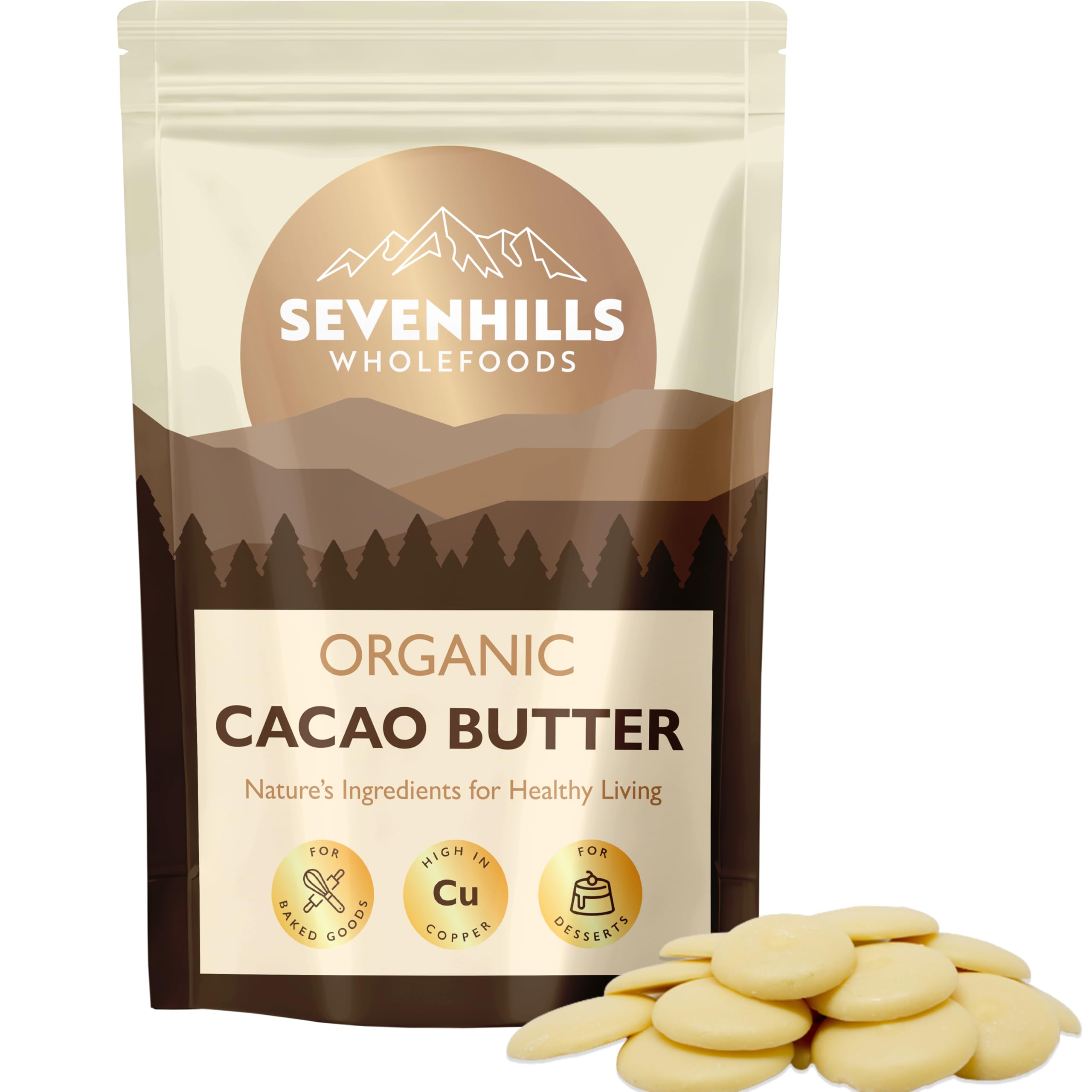 Sevenhills Wholefoods Organic Cacao Butter, Rounds 1kg