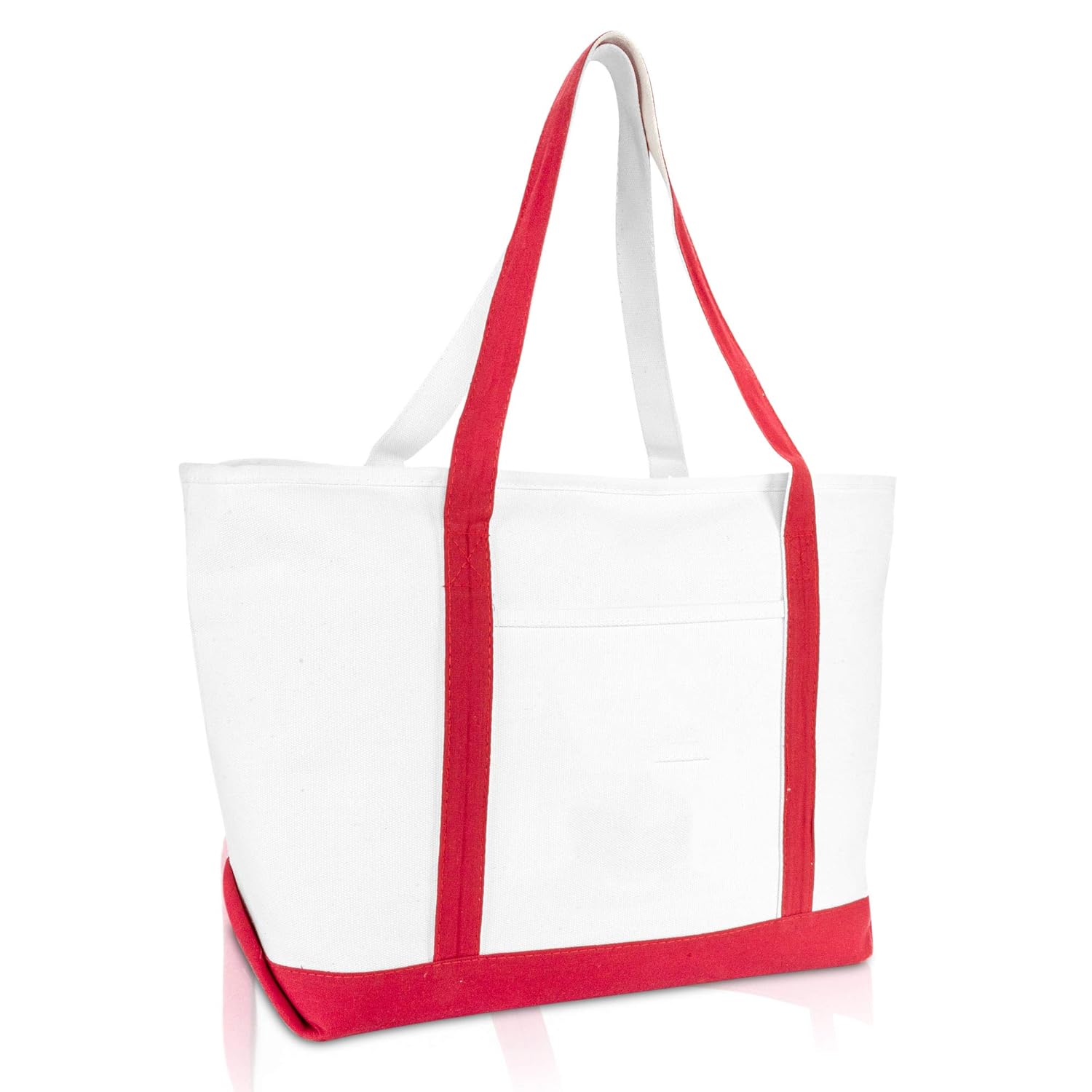DALIX 23" Premium 24 oz. Cotton Canvas Shopping Tote Bag in Red