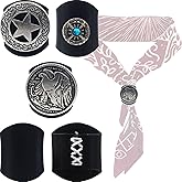 PEARLY JUN Bandana Ring 4Pcs Scarf Slide Western Bandana Scarf Ring Neckerchief Slide for Men Women Silk Scarves Cowboy