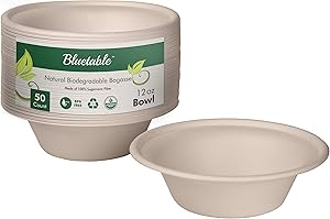 Paper Bowls Disposable 12 oz Bulk - Good For Hot Soup Chili - Compostable Biodegradable Bowl – Made from 100% Sugarcane, Eco Friendly Bagasse Bowls Natural [50 Pack]