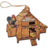 ROLOL Chicken Coop Ornaments, Funny Christmas Ornament Farmhouse Countrycore Seasonal Decor, Gift for Farmer, 2-Layer Wooden Ornaments 3.5 Inches