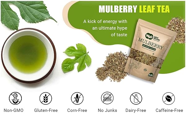 MULBERRY LEAF TEA 8 OZ, DRIED CRUSHED LEAVES, BEST CAFFEINE FREE TEA – WAY4ORGANIC (1 PACK)