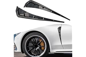 Ajxn 2 Pieces Car Fender Side Vents Sticker, 16.1In Air Inlet Grille Spoiler Trim Cover, ABS Glossy Black Exterior Sticker, Car Universal Accessories (Carbon Fiber Black)