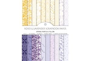 Roses and Lavender Scrapbook Paper: Spring Purple & Yellow: Spring Shabby Chic Floral and Patterned Paper, 20 Sheets, 8.5x11,