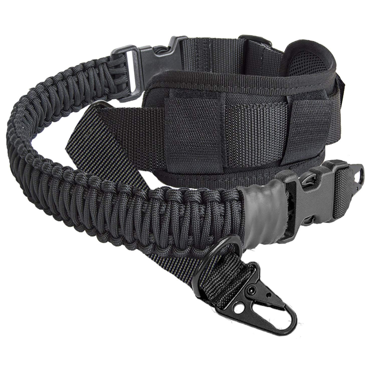 Mifz 550 Paracord Gun Sling 2 Point Rifle Sling Multi Use Two Point Sling Adjustable Rifle Strap (Black-B)