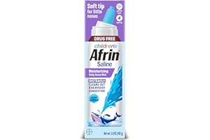 AFRIN Moisturizing Children’s Saline Mist for Everyday Nasal Congestion and Dry Nose, Isotonic Seawater Saline Spray for Babies 6+ Months, Drug Free Baby Congestion Relief with Soft Tip Nozzle, 5 oz