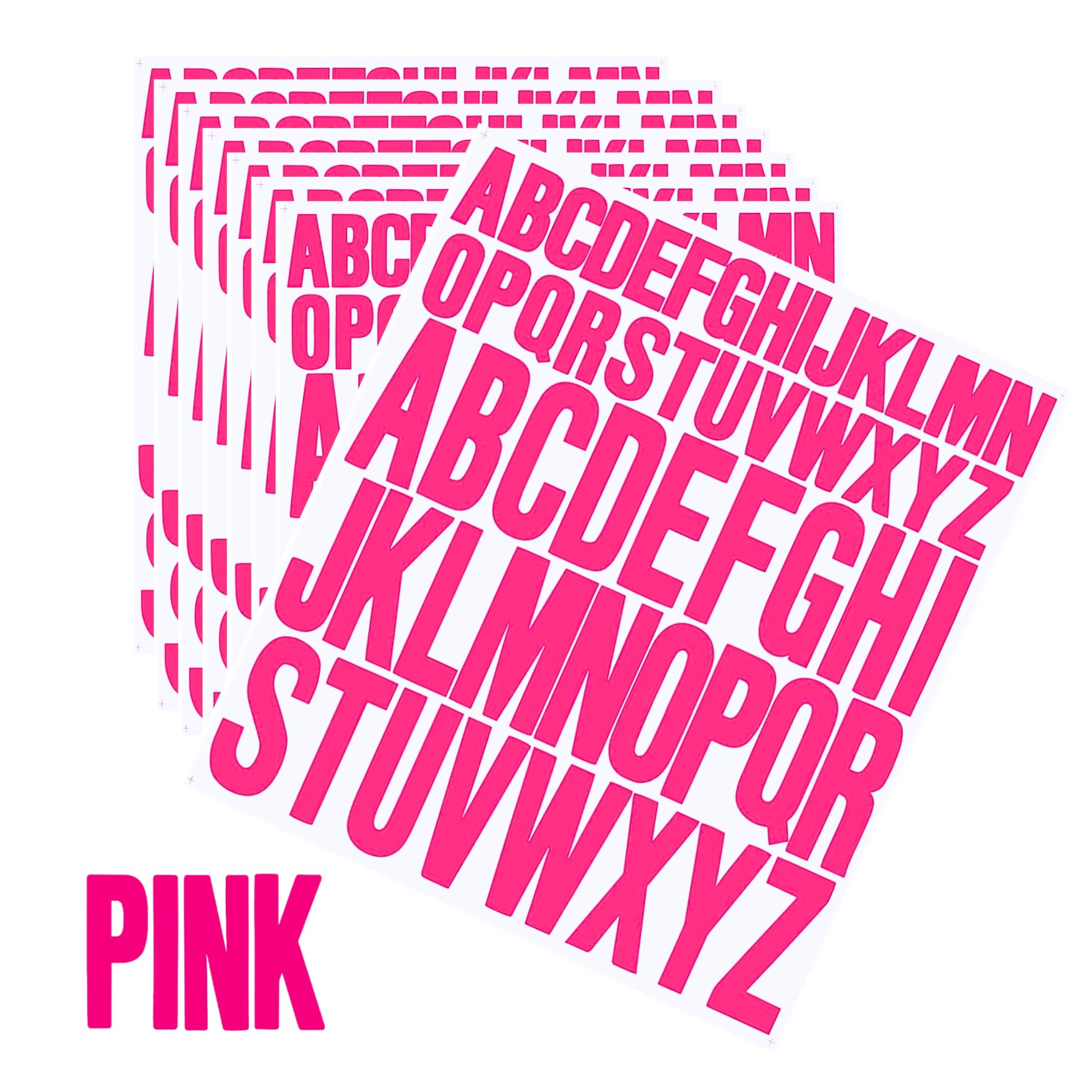 HNTR® Pink Vinyl Letter Stickers | Pink Alphabet Stickers | 416 Sticky Letters for Crafts, Scrapbook and Journal | Self-Adhesive Vinyl Letters | 16 Sets of Large & Small Letter (5cm & 2.5cm)