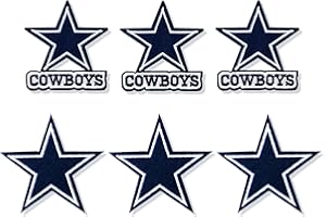 JSRQT 6 Pcs Cowboys Stars Iron On Patches,Rugby Embroidery Appliques Repair Stickers,Heat Transfer Stickers for Clothing Shir