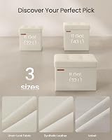 SONGMICS Storage Ottoman Foldable 30x30 cm Foot Stool Cream White LSF028W51 view 5
