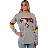Harry Potter Women's Hogwarts Four Houses Crest Varsity Jersey Adult Junior's Long Sleeve T-Shirt