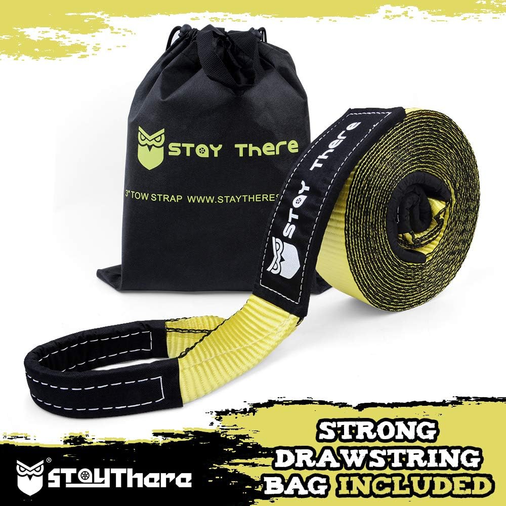 Stay There 3'' x 30ft Tow Recovery Strap, Lab Tested 30000lb Break Strength with Reinforced Loops Built for Off-Roading, mud, Snow and Other Emergency Towing: Automotive