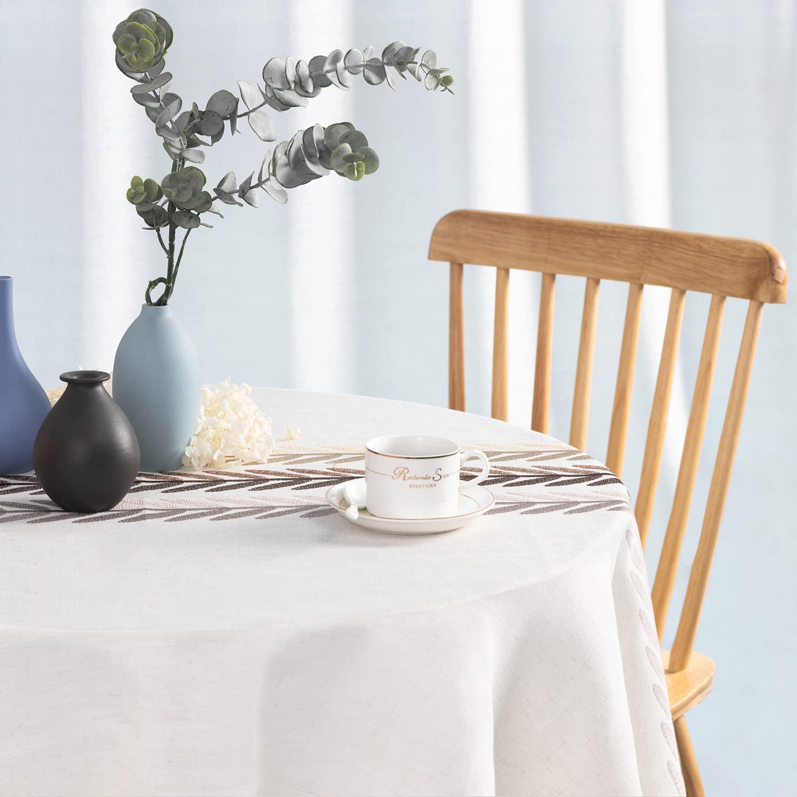 SUNBEAUTY Square Table Cloth Cotton Linen 140x140 Tablecloth Wipe Clean Tassel Table Cloth Waterproof with Tassel for Kitchen Dining Table Decorations - 55 x 55 inch