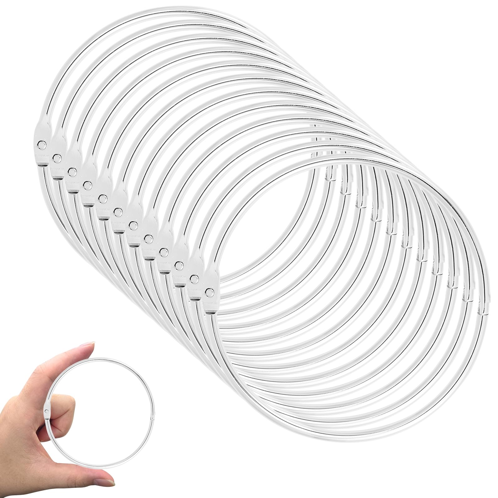Photo 1 of 12pcs Loose Leaf Binder Book Rings, 4 Inch Large Nickel Plated Binding Metal Clip Rings for Index Cards Flashcards Paper DIY Crafts Home Office School Supplies Key Chain